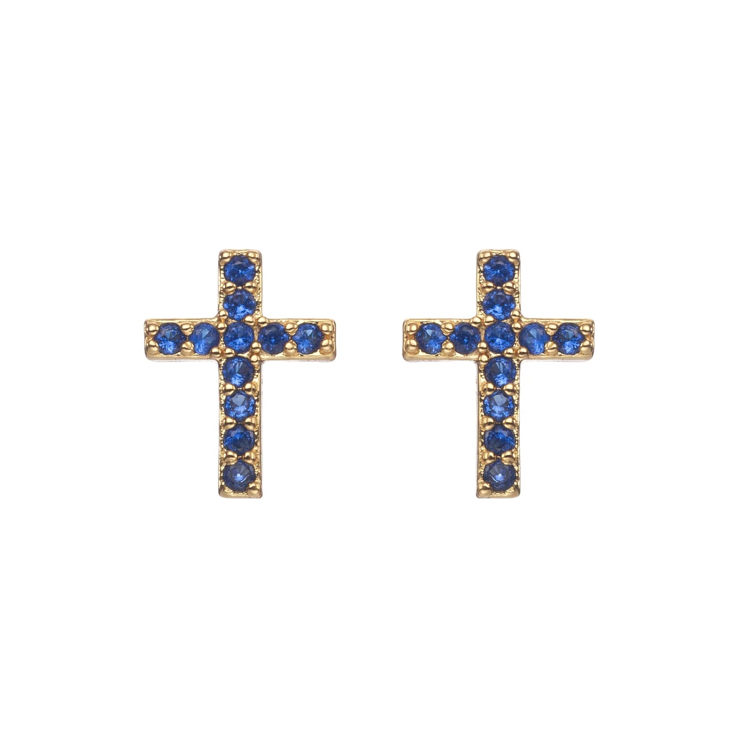 Bijoux De Mimi Camilla Cross Stud Earrings - Gold Blue