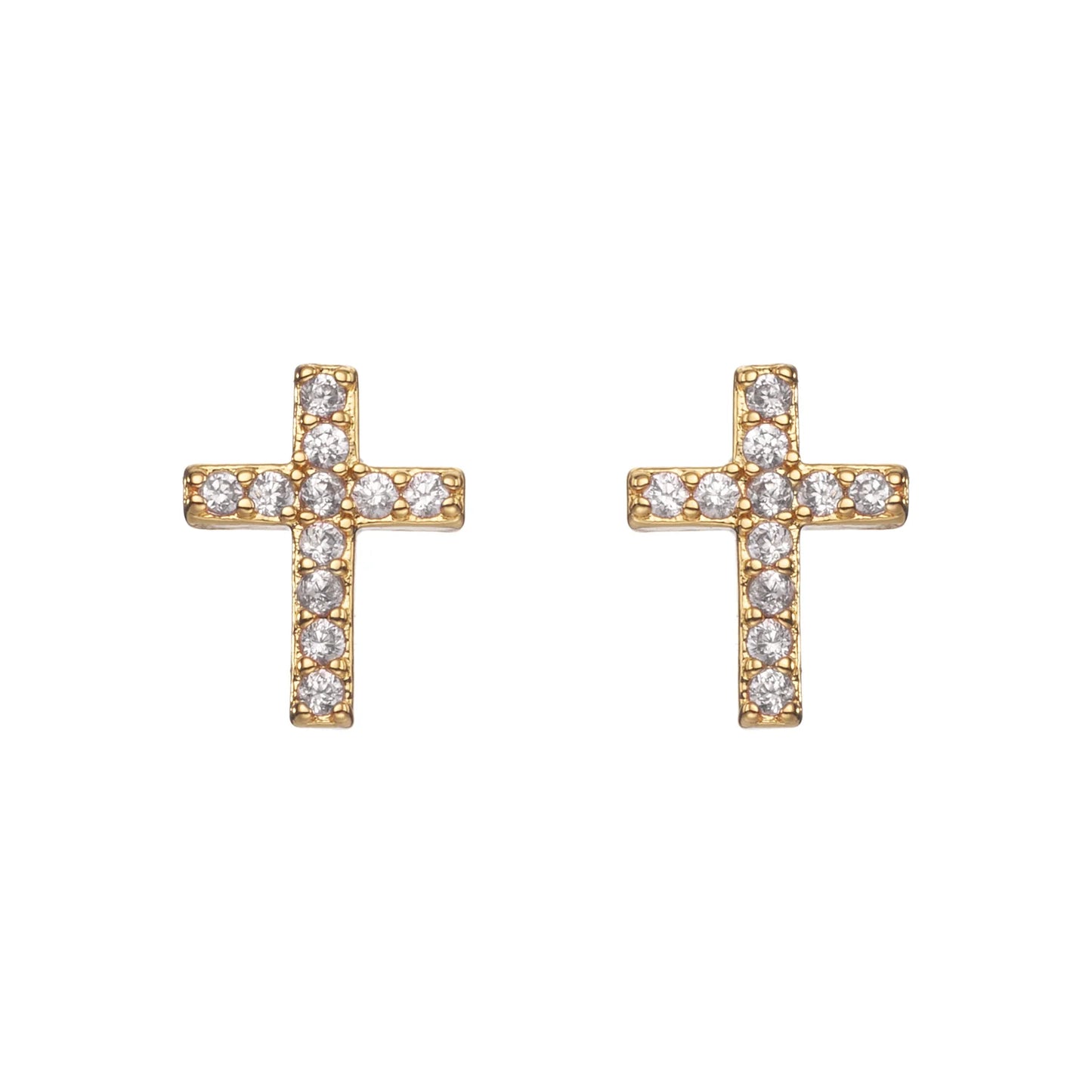 Bijoux De Mimi Camilla Cross Stud Earrings - Gold Crystal