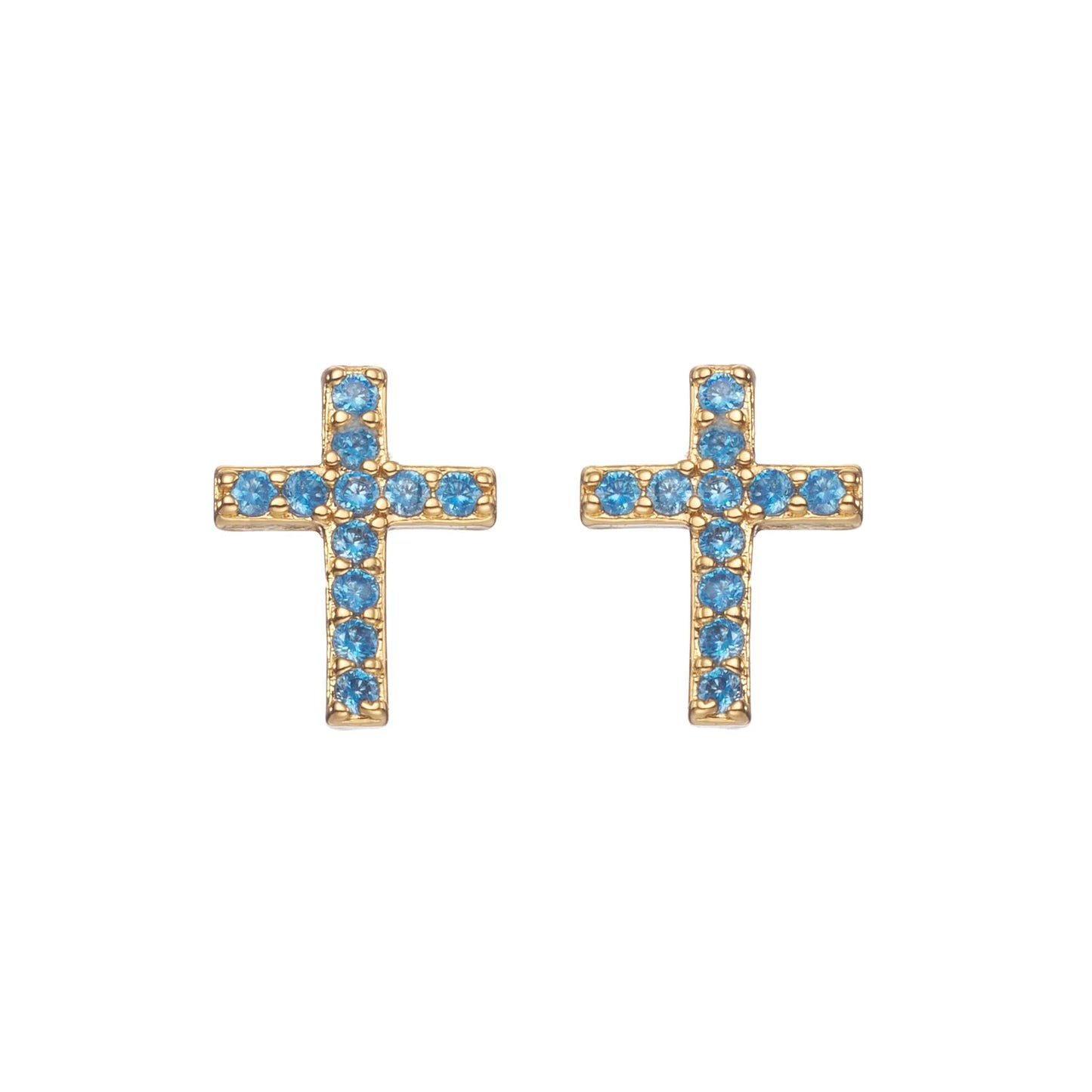 Bijoux De Mimi Camilla Cross Stud Earrings - Gold Turquoise