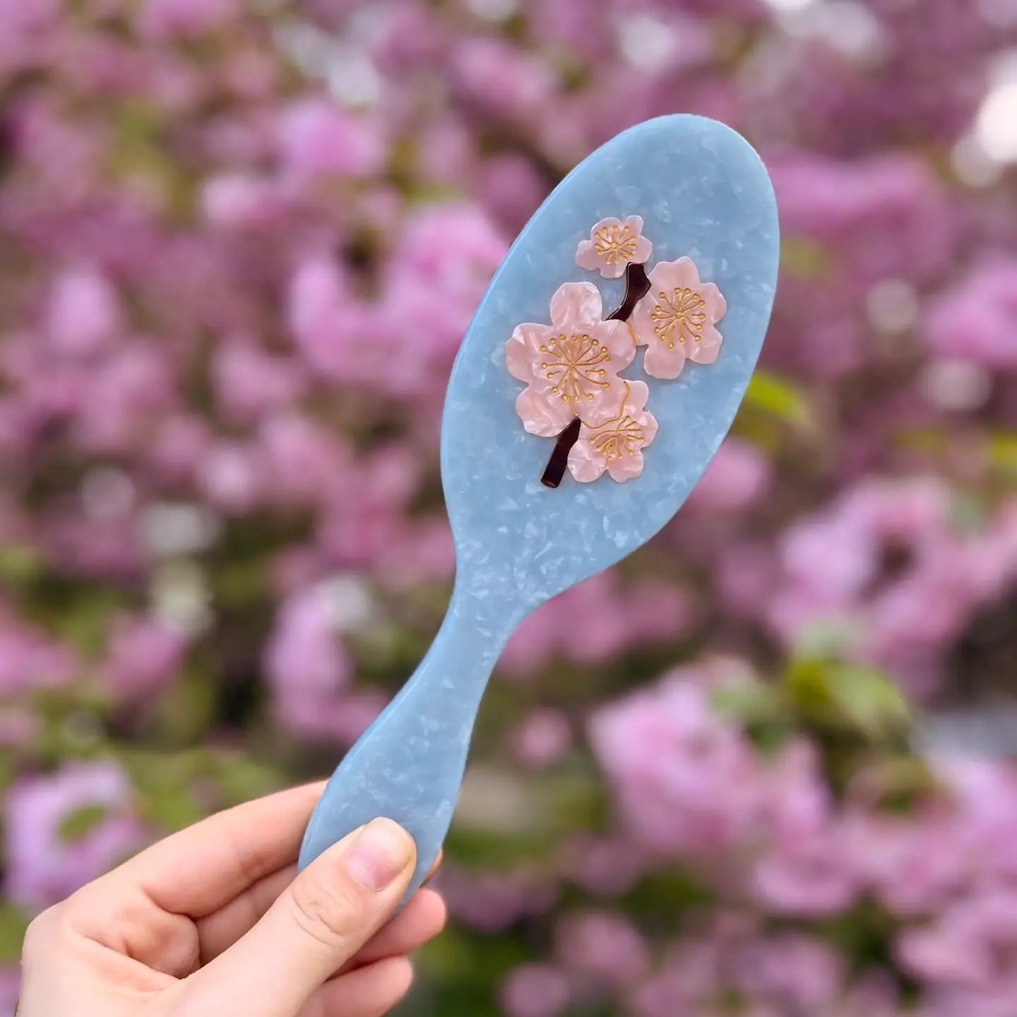 Solar Eclipse Cherry Blossom Hairbrush