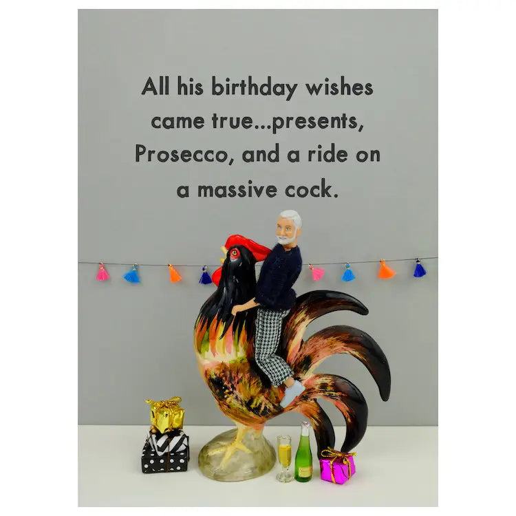 Cock Happy Birthday Mens Greeting Card