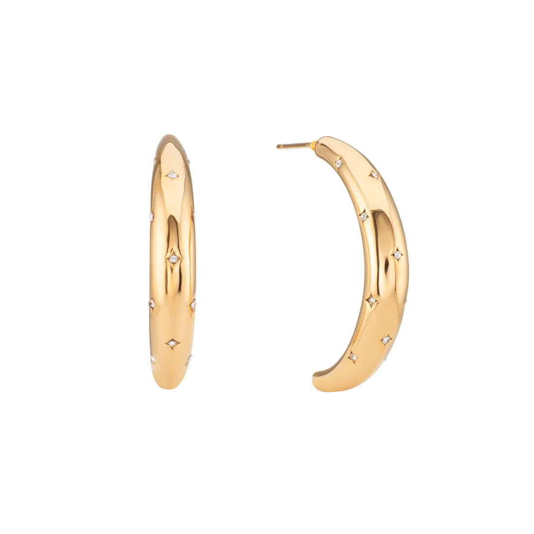 Bijoux De Mimi Skye Crystal Chunky Star Hoop Earrings