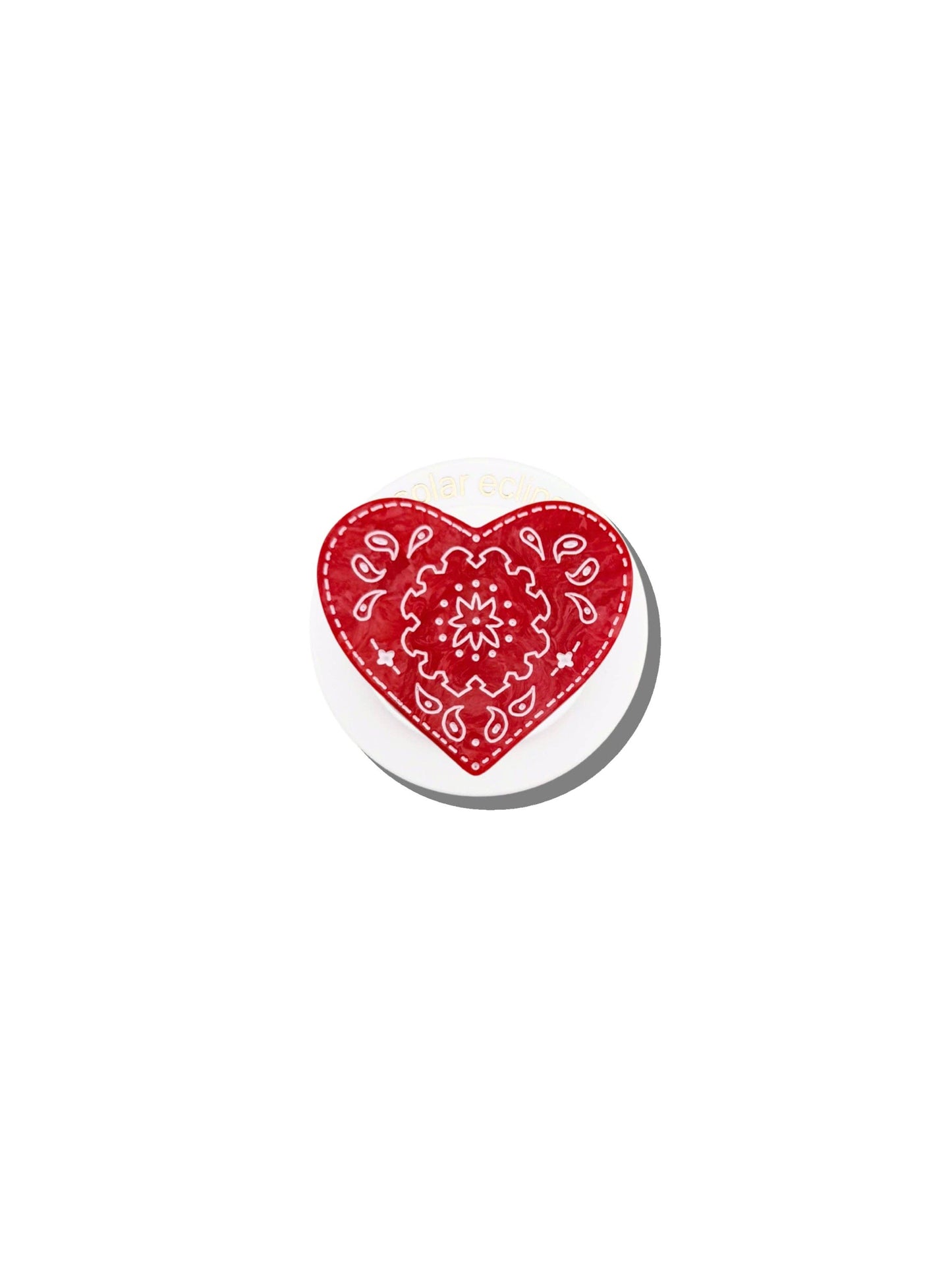 Solar Eclipse Hand-painted Paisley Heart Grip Charm - Red