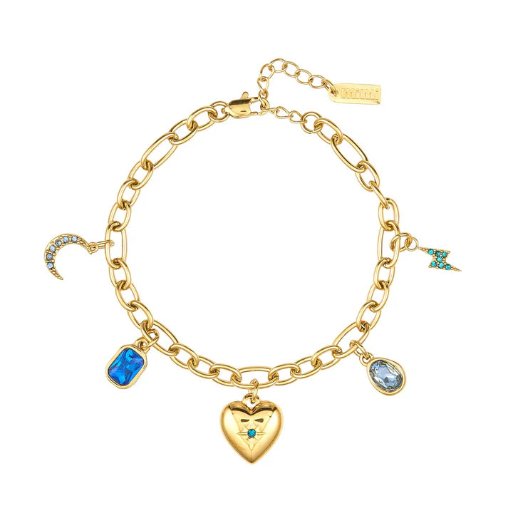 Bijoux De Mimi Daisy Charm Bracelet - Gold & Blue