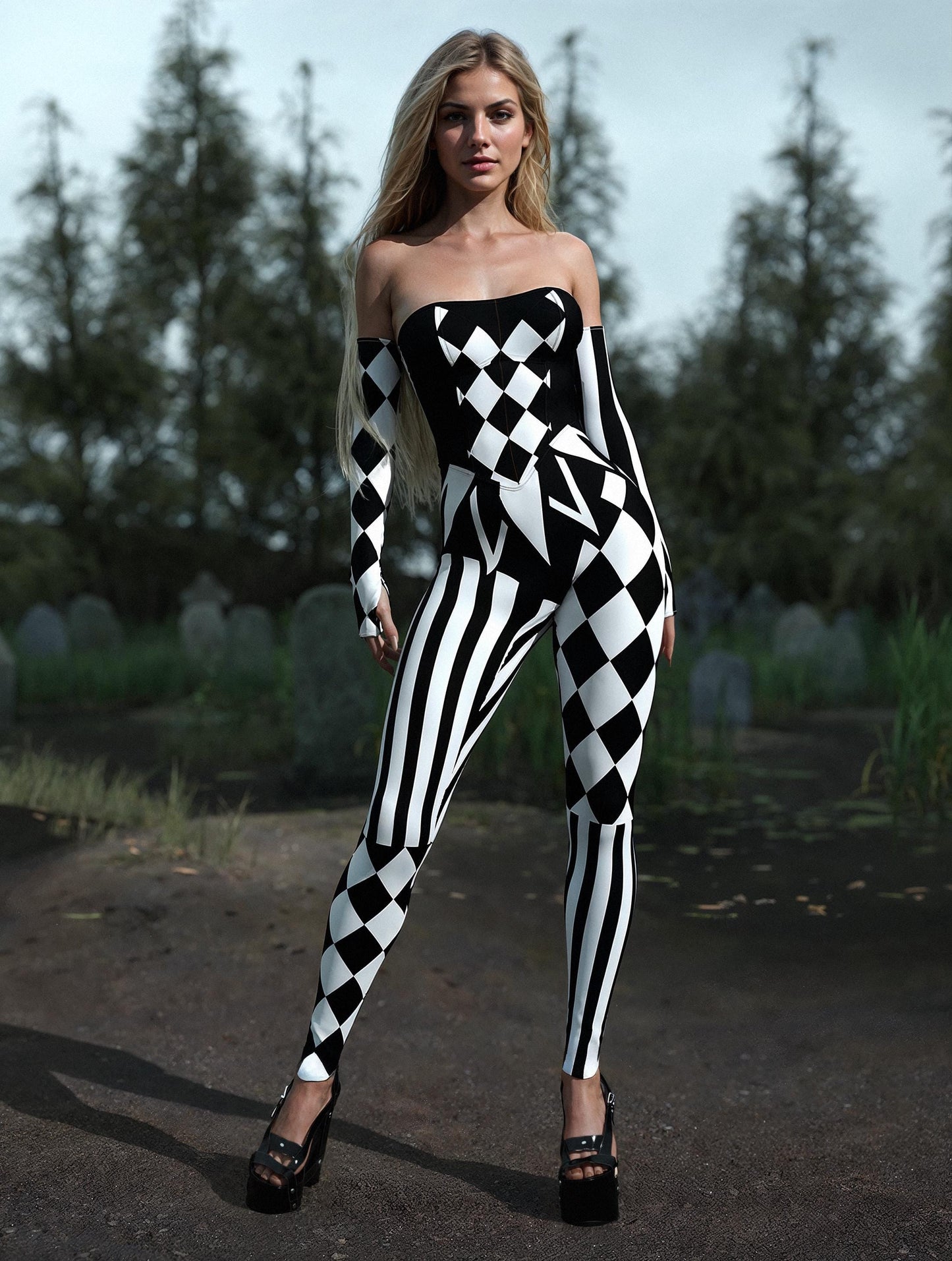 COMING SOON Dark Clown Strapless Romper