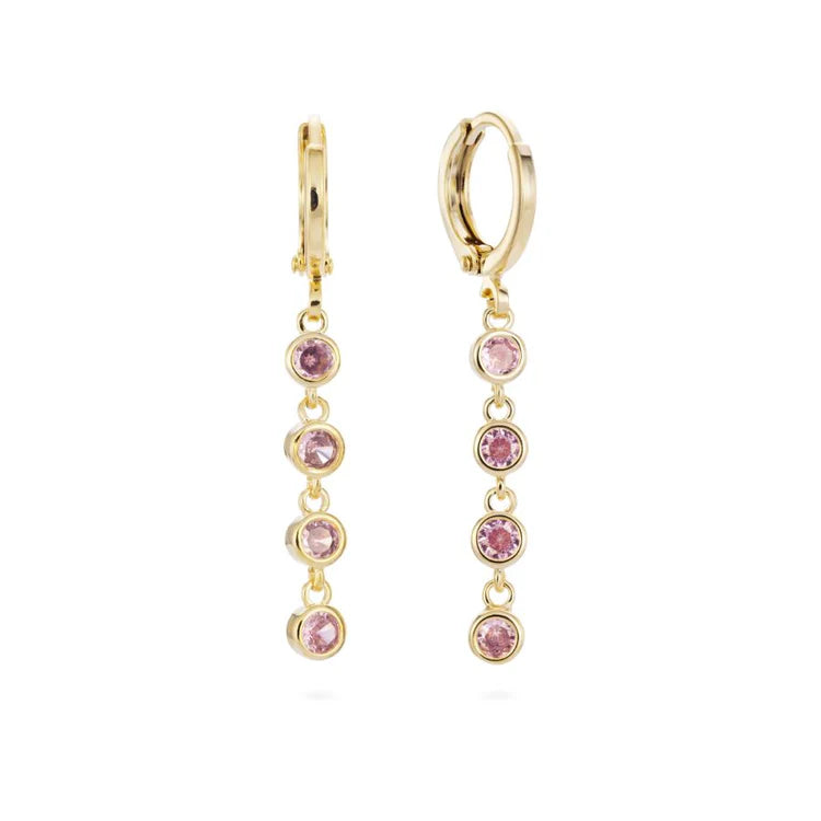 Bijoux De Mimi Ellica Pink Gold Droplet Huggie Earrings