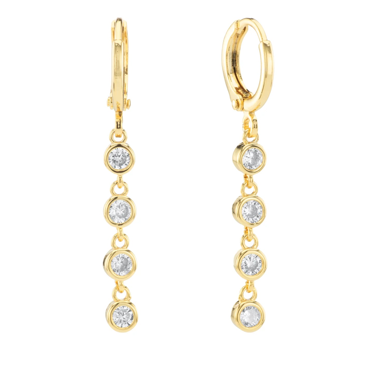 Bijoux De Mimi Ellica Crystal Gold Droplet Huggie Earrings