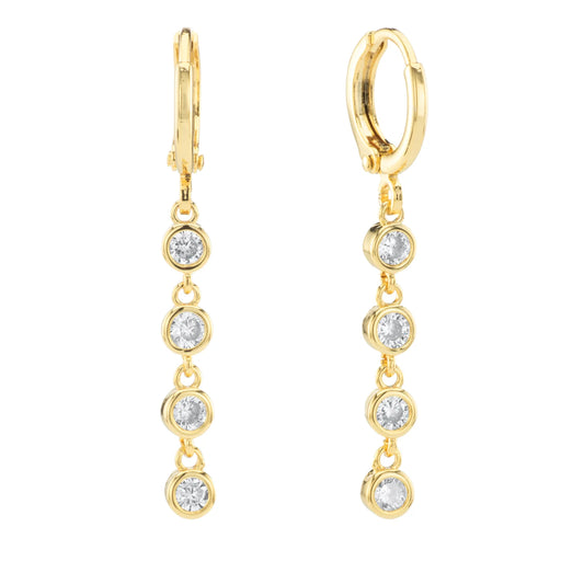Bijoux De Mimi Ellica Droplet Huggie Earrings - Gold & Crystal