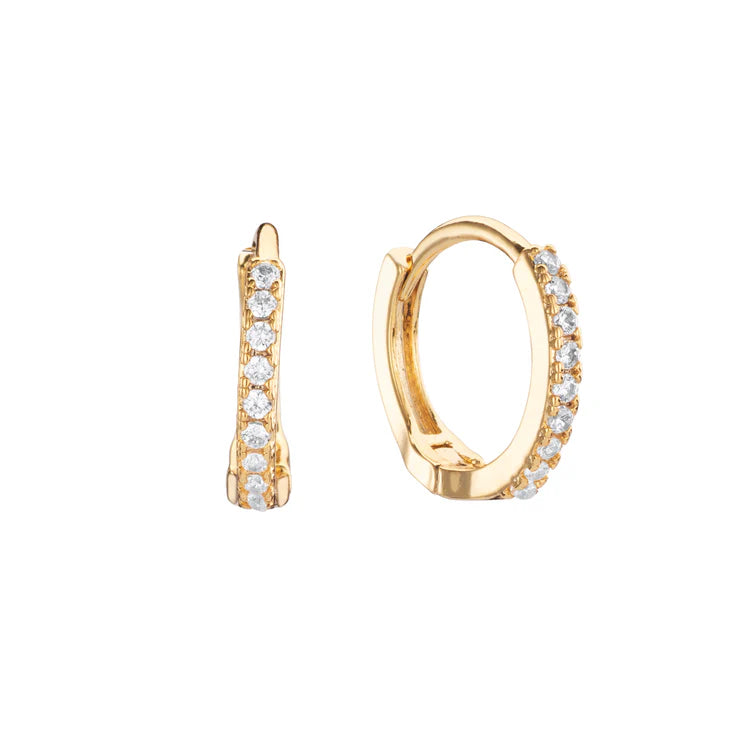 Bijoux De Mimi Evie Crystal Gold Original Colourful Huggie Earrings