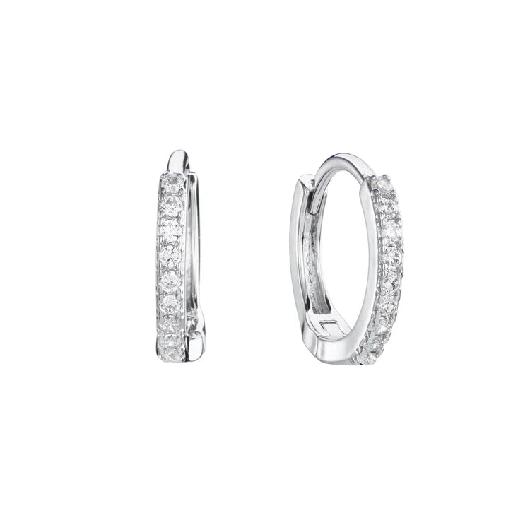 Bijoux De Mimi Evie Crystal Silver Original Colourful Huggie Earrings