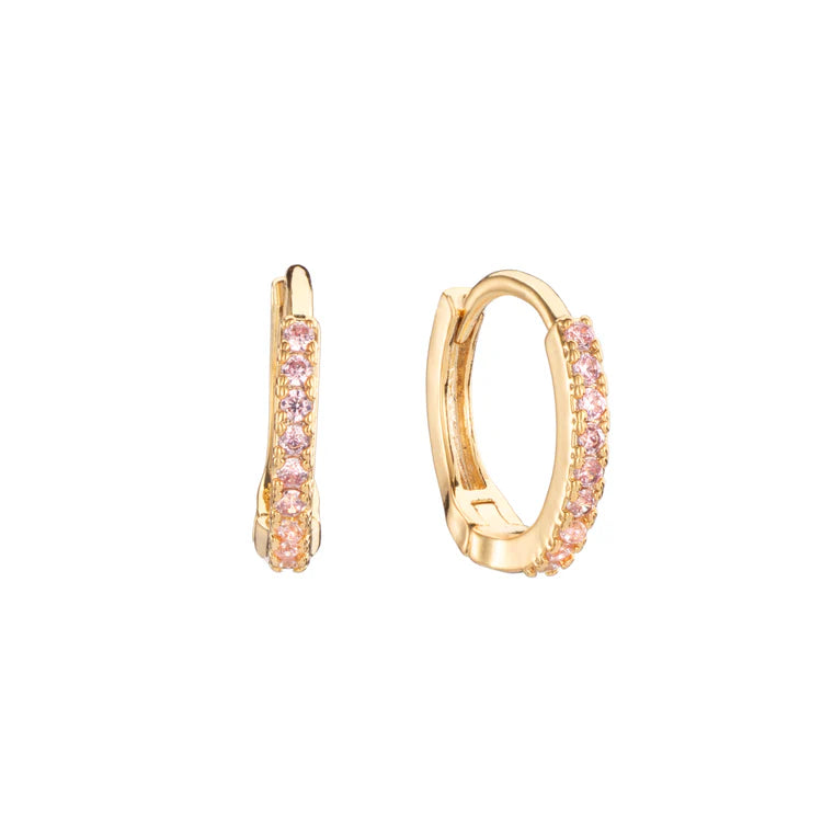 Bijoux De Mimi Evie Pink Gold Original Colourful Huggie Earrings