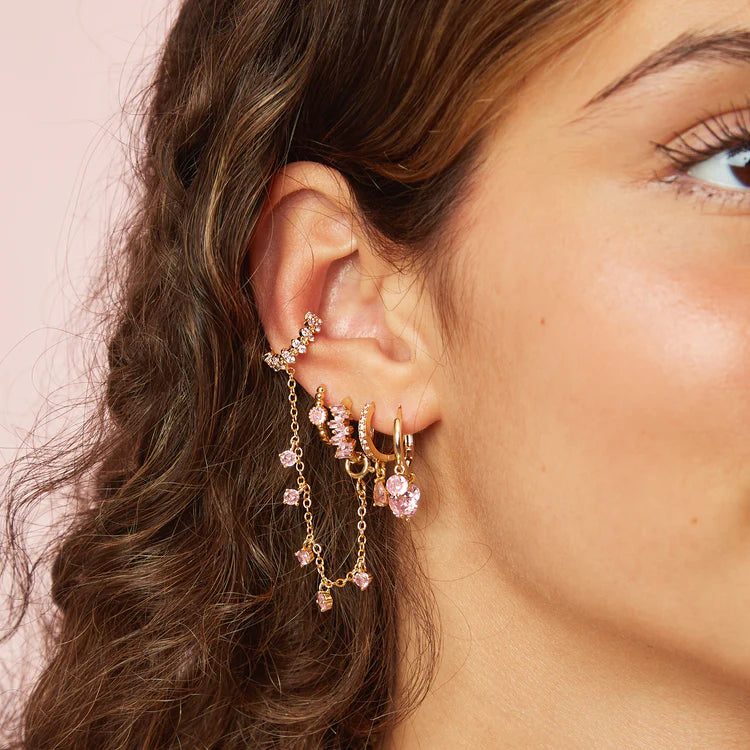Bijoux De Mimi Evie Pink Gold Original Colourful Huggie Earrings