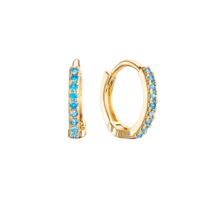 Bijoux De Mimi Evie Turquoise Gold Original Colourful Huggie Earrings