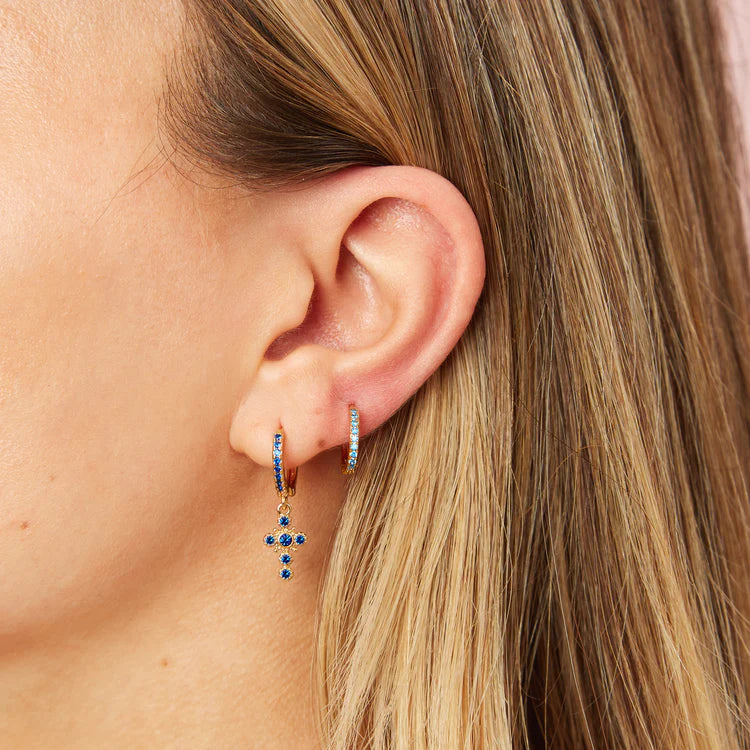 Bijoux De Mimi Evie Turquoise Gold Original Colourful Huggie Earrings