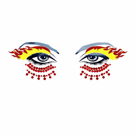 Neva Nude Ghost Rider Glitter Flame Eye Sticker with Jewels
