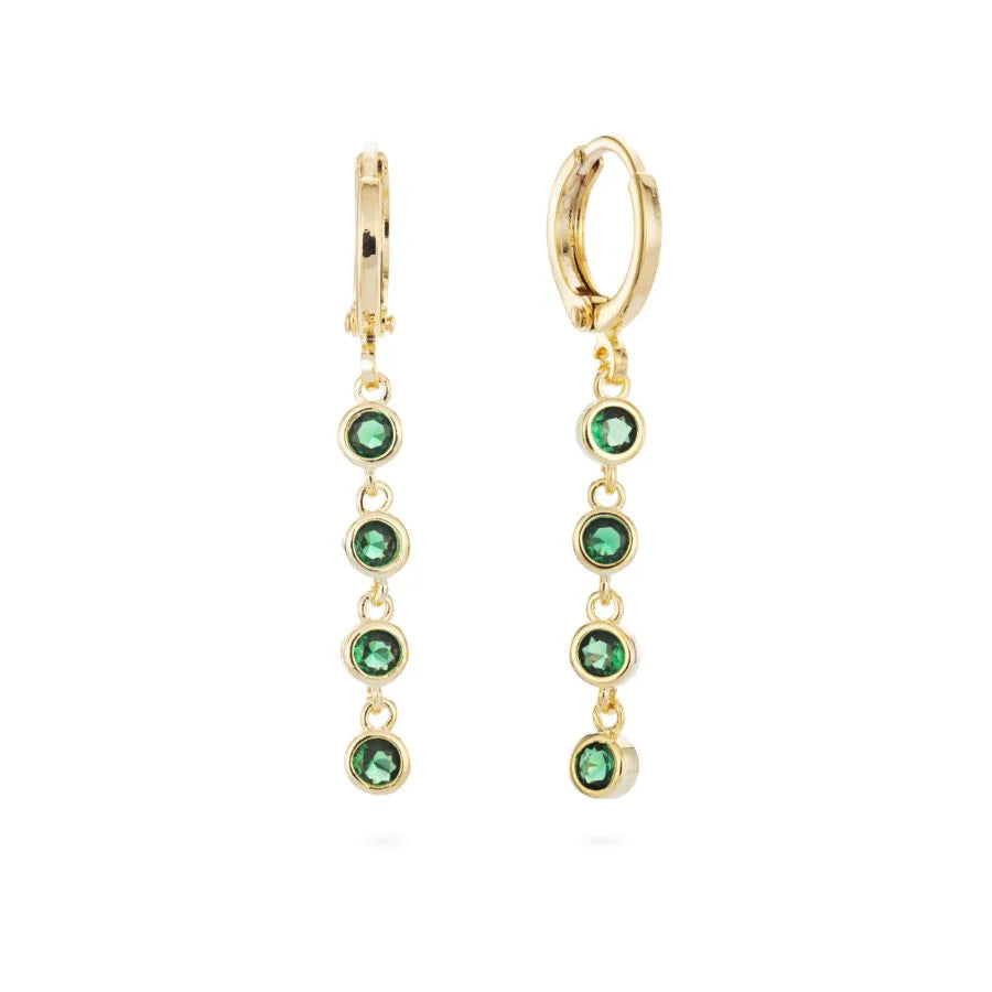 Bijoux De Mimi Ellica Green Gold Droplet Huggie Earrings