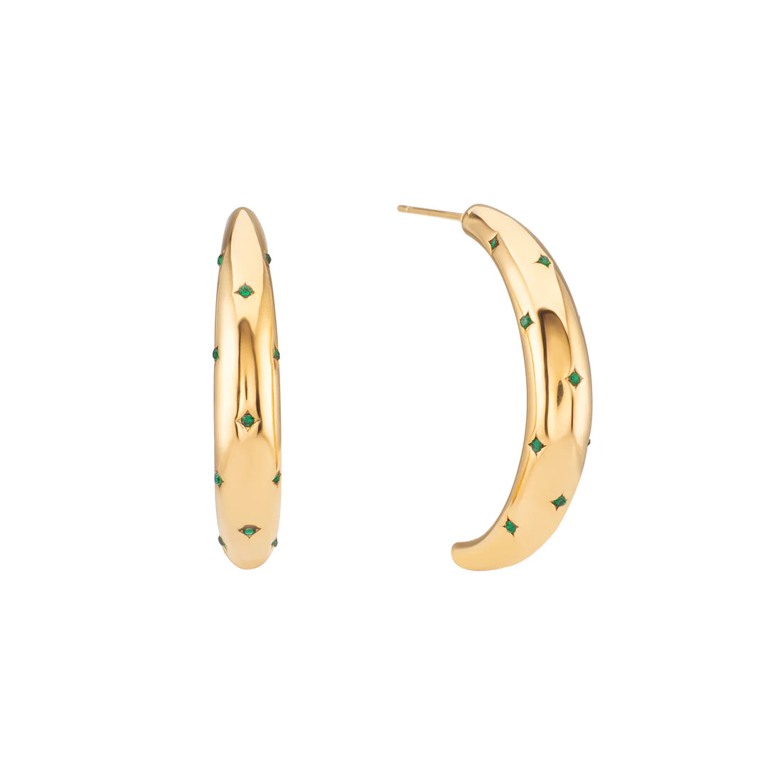 Bijoux De Mimi Skye Green Chunky Star Hoop Earrings