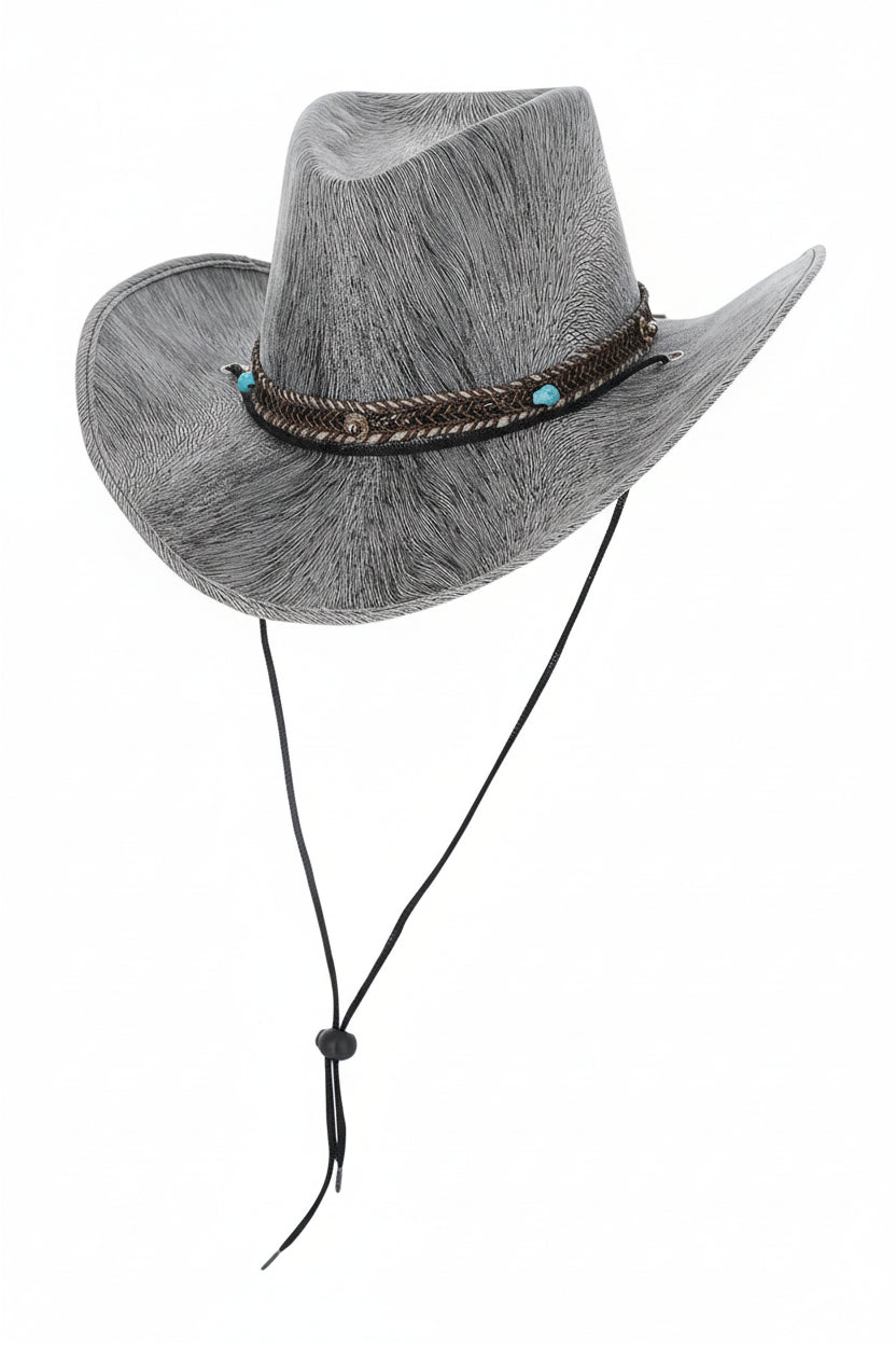 Grey Western Distressed Cowboy Hat