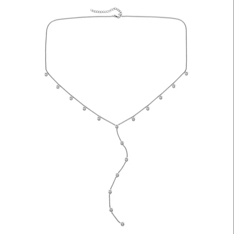 Bijoux De Mimi India Droplet Necklace Crystal & Silver
