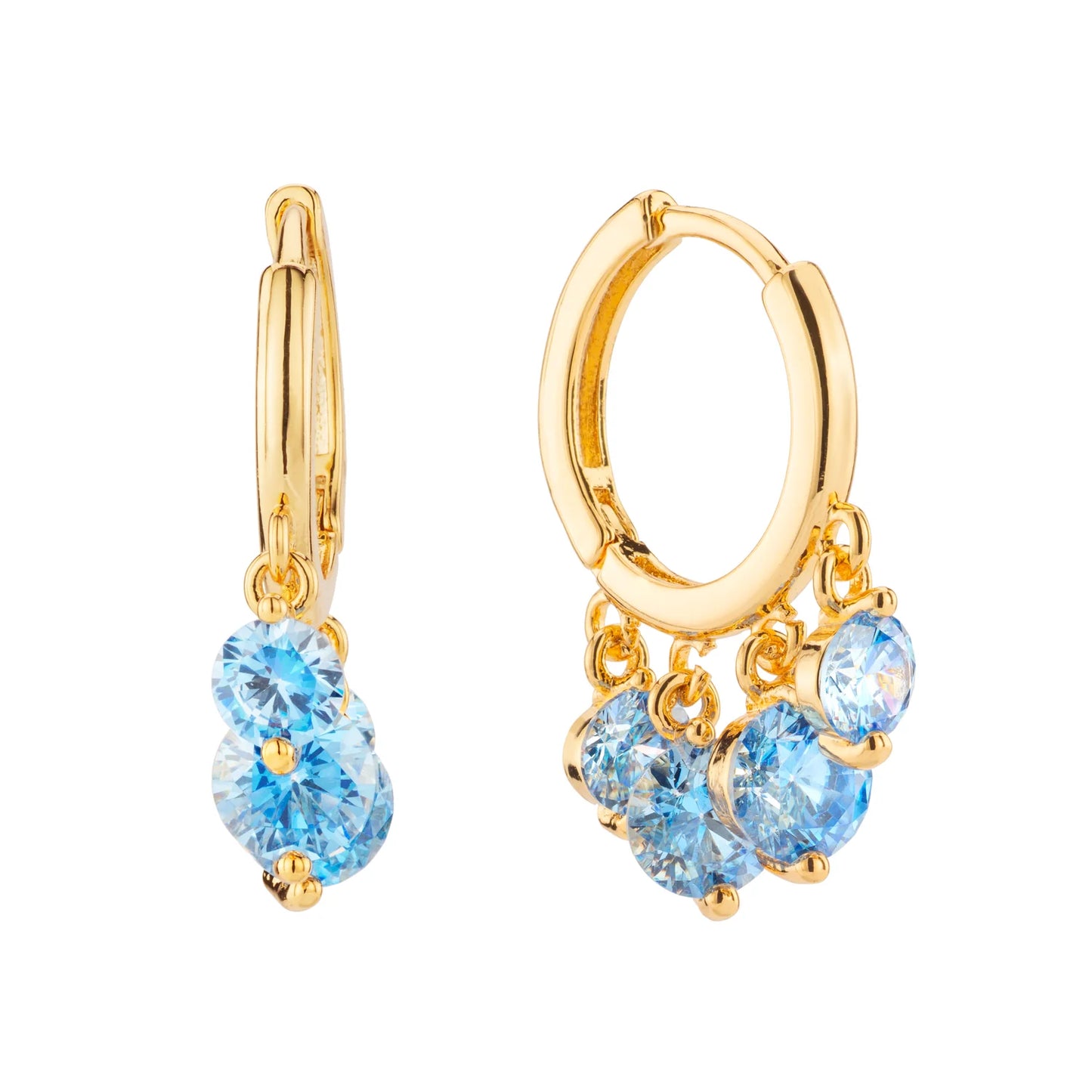 Bijoux De Mimi Iris Turquoise Gold Waterfall Huggie Earrings
