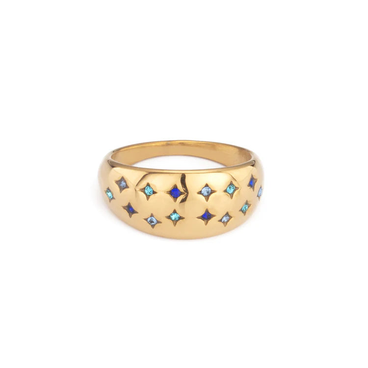 Bijoux De Mimi Isabel Gold Blue Chubby Star Ring