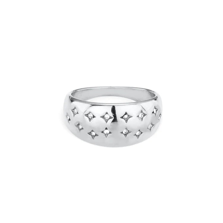 Bijoux De Mimi Isabel Silver Crystal Chubby Star Ring