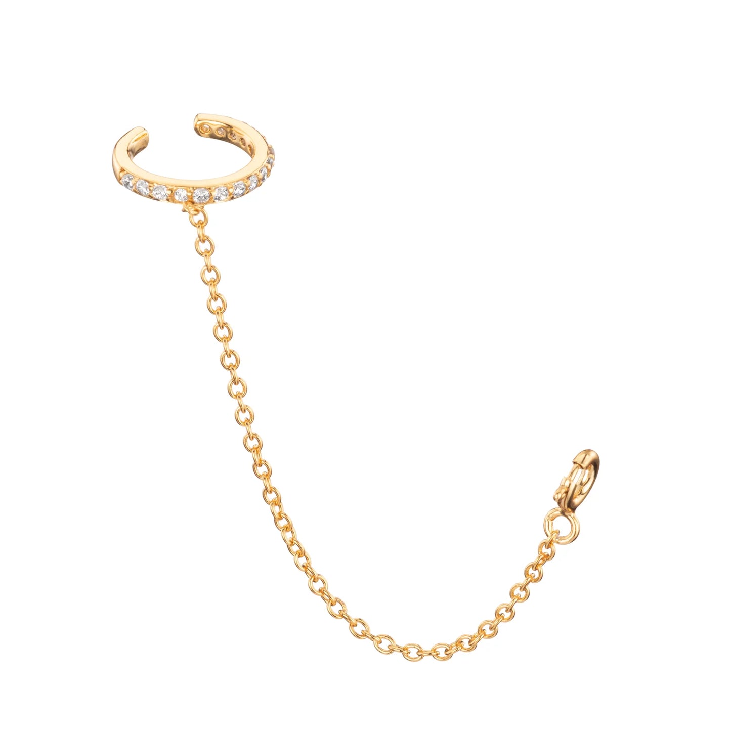 Bijoux De Mimi Kitty Crystal Gold Dainty Cuff and Chain