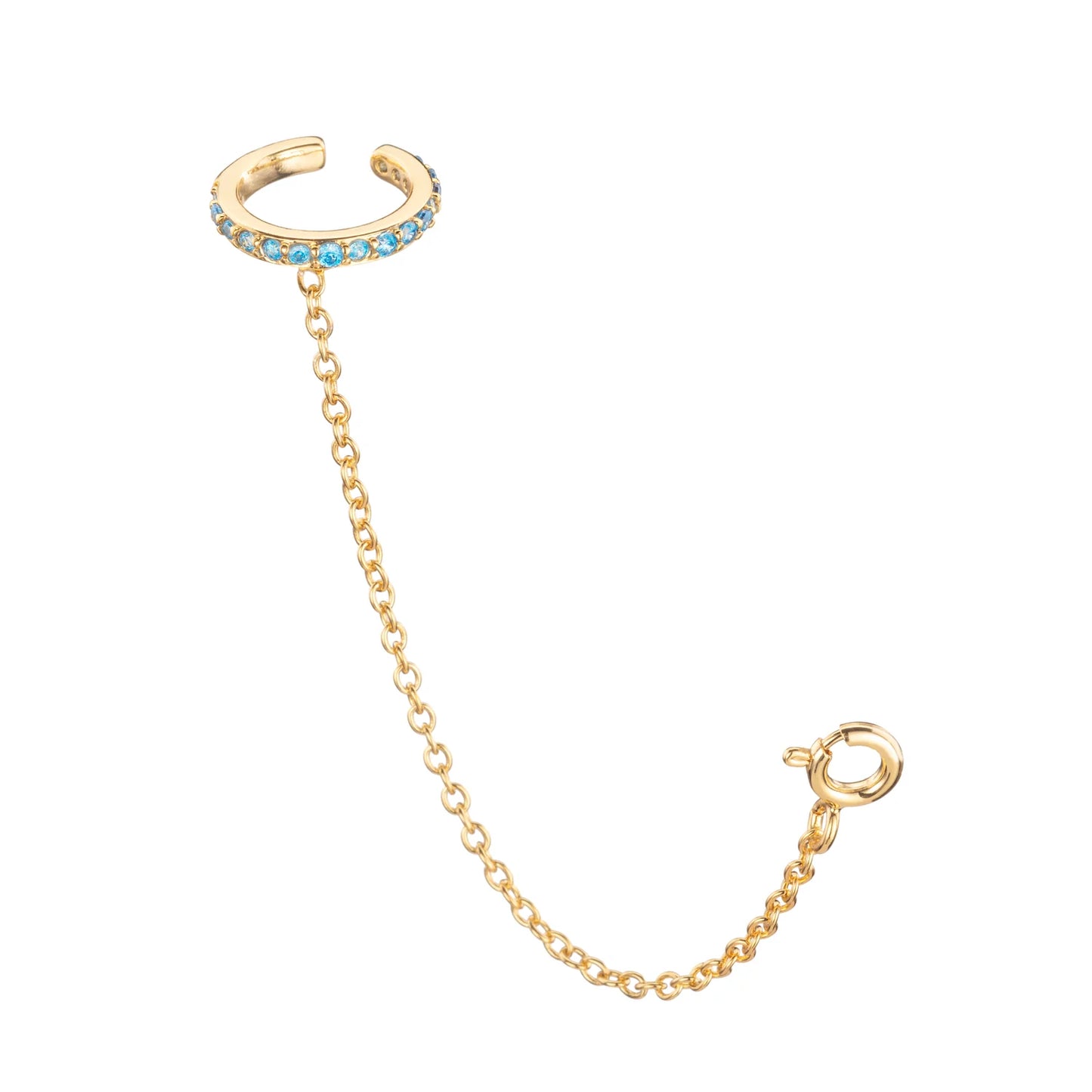 Bijoux De Mimi Kitty Turquoise Gold Dainty Cuff and Chain