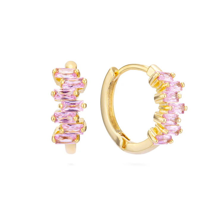 Bijoux De Mimi Lola Pink Gold Huggie Earrings