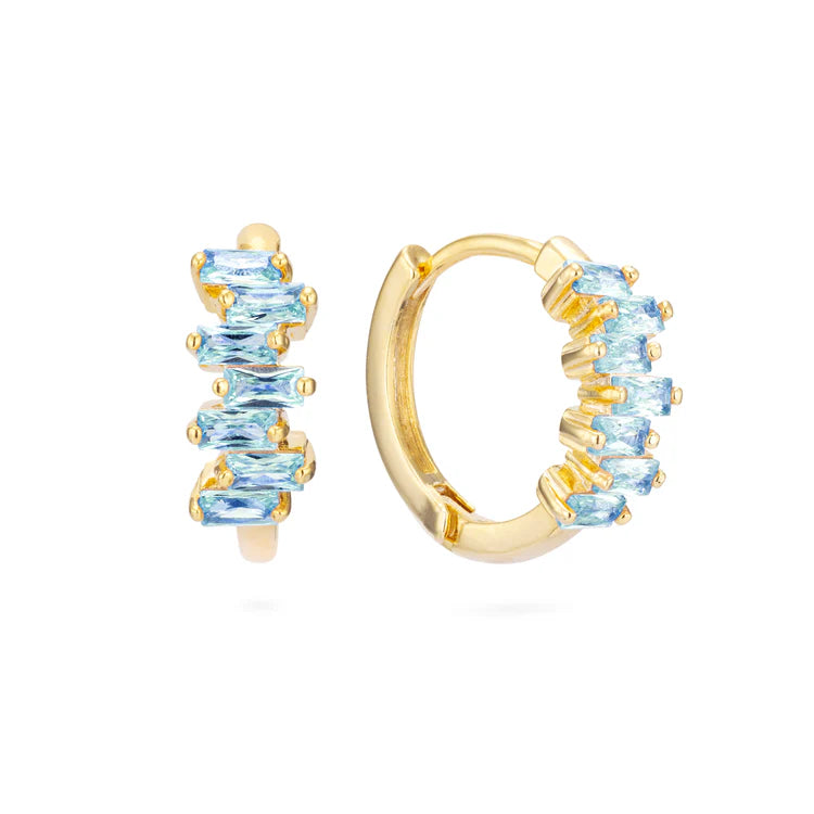 Bijoux De Mimi Lola Turquoise Gold Huggie Earrings