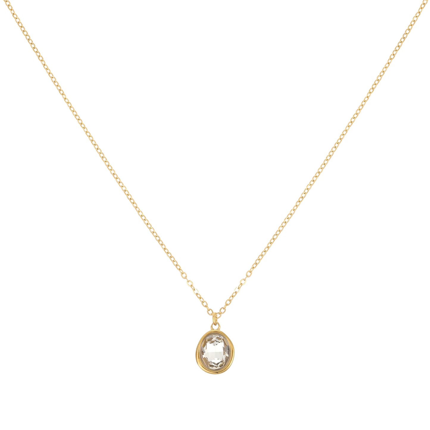 Bijoux De Mimi Maddie Simple Stone Necklace - Gold & Crystal
