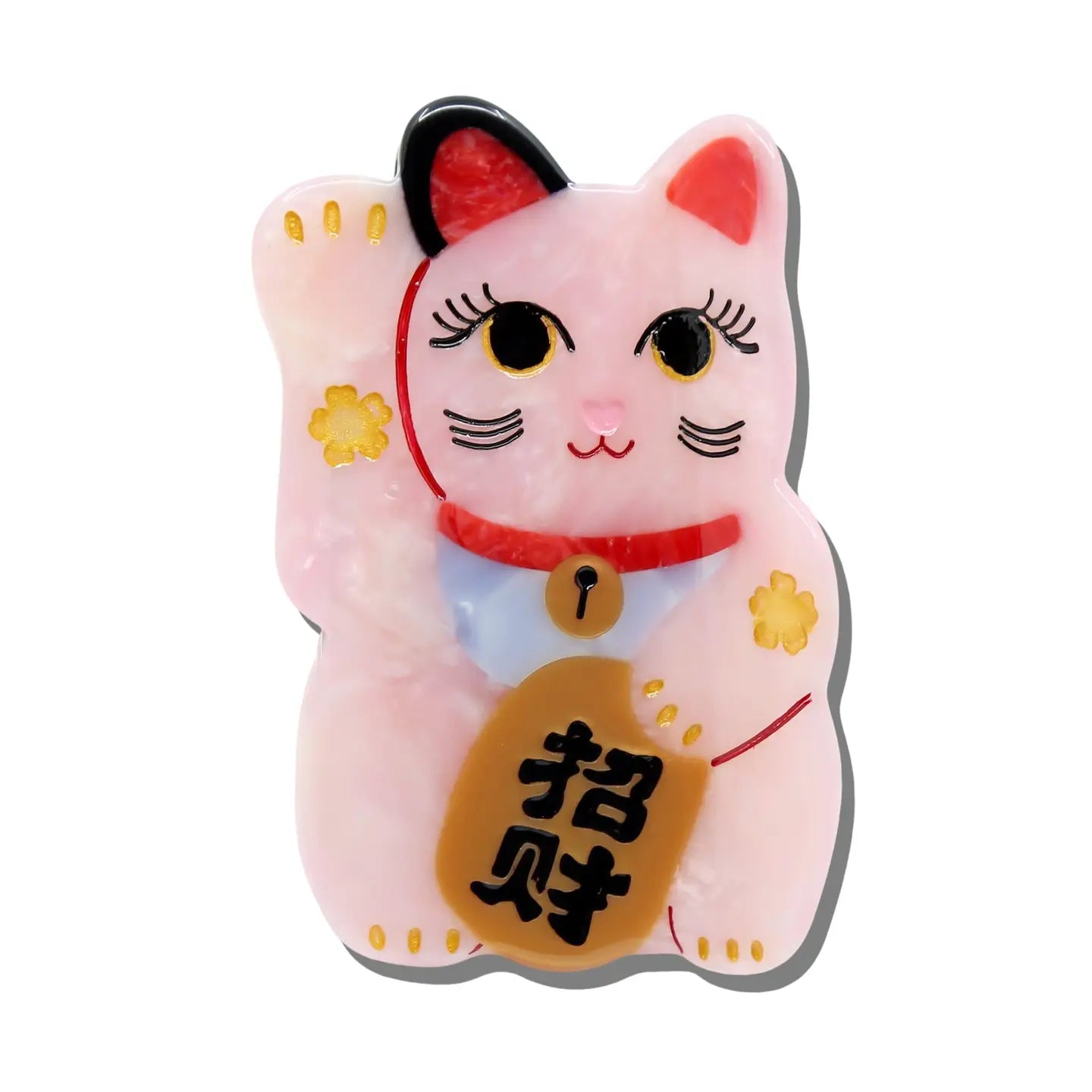 Solar Eclipse Hand-Painted Maneki-Neko Cat Claw Hair Clip - Pink COMING SOON