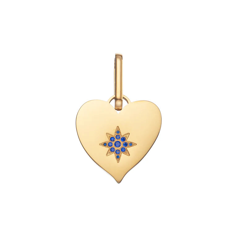 Bijoux De Mimi Millie Gold Blue Chunky Heart Pendant Charm