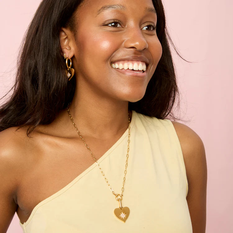 Bijoux De Mimi Millie Gold Pink Chunky Heart Pendant Charm