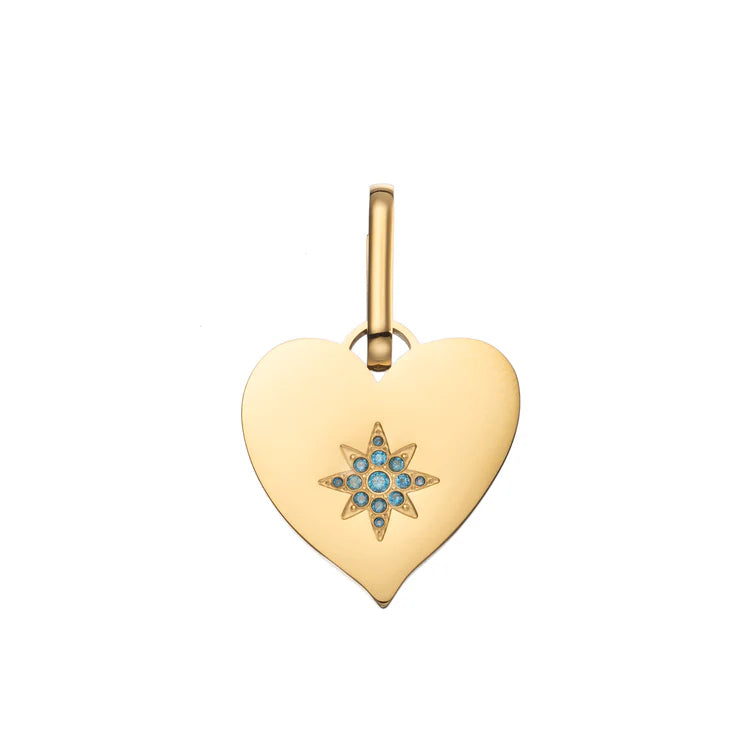 Bijoux De Mimi Millie Gold Turquoise Chunky Heart Pendant Charm