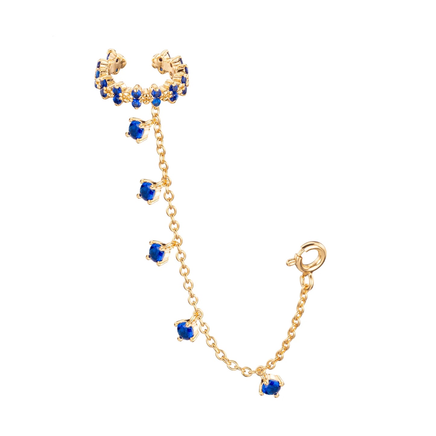 Bijoux De Mimi Millie Blue Gold Droplet Cuff and Chain