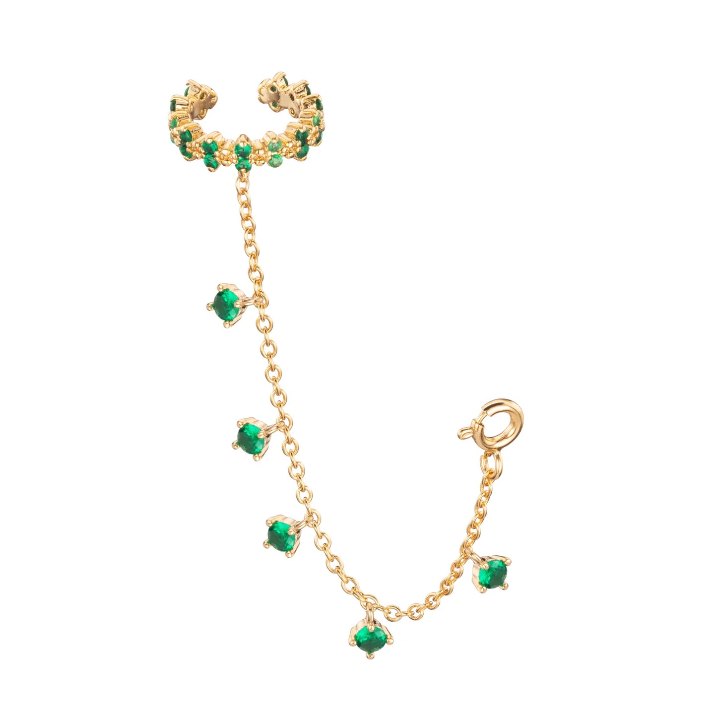 Bijoux De Mimi Millie Green Gold Droplet Cuff and Chain