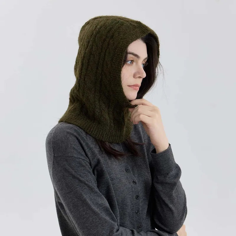Knitted Balaclava Snood - Olive Green