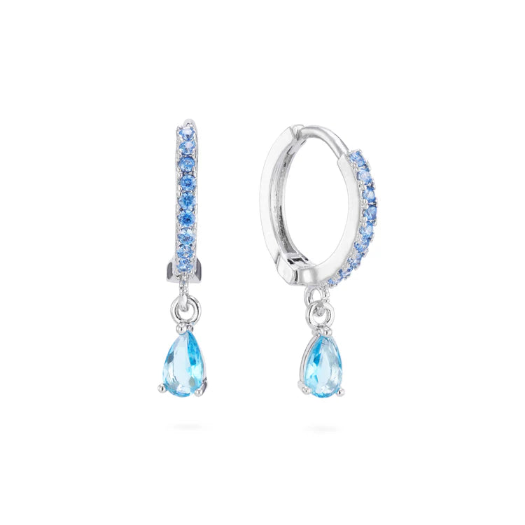 Bijoux De Mimi Ottillie Turquoise Silver Teardrop Huggie Earrings
