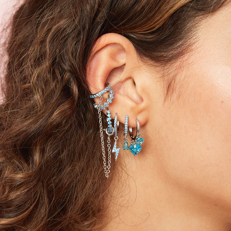 Bijoux De Mimi Ottillie Turquoise Silver Teardrop Huggie Earrings