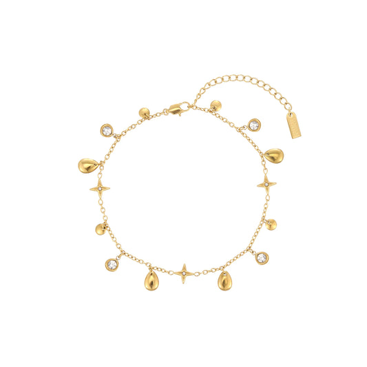 Bijoux De Mimi Poppy Star Anklet - Gold & Crystal