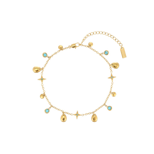 Bijoux De Mimi Poppy Star Anklet - Gold & Turquoise