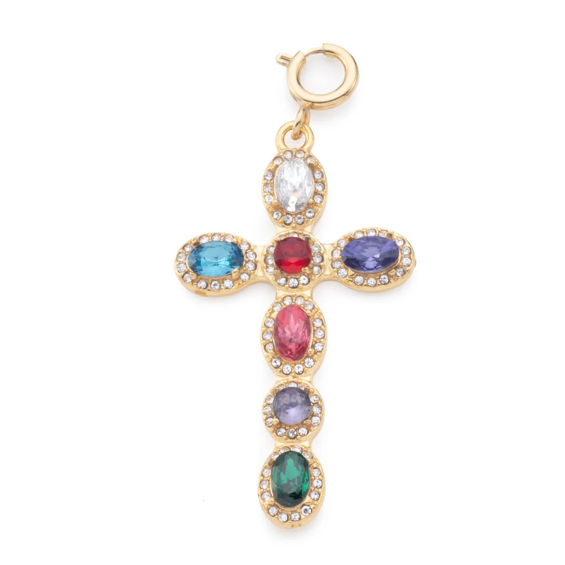 Bijoux De Mimi Phoebe Rainbow Gold Cross Pendant Charm