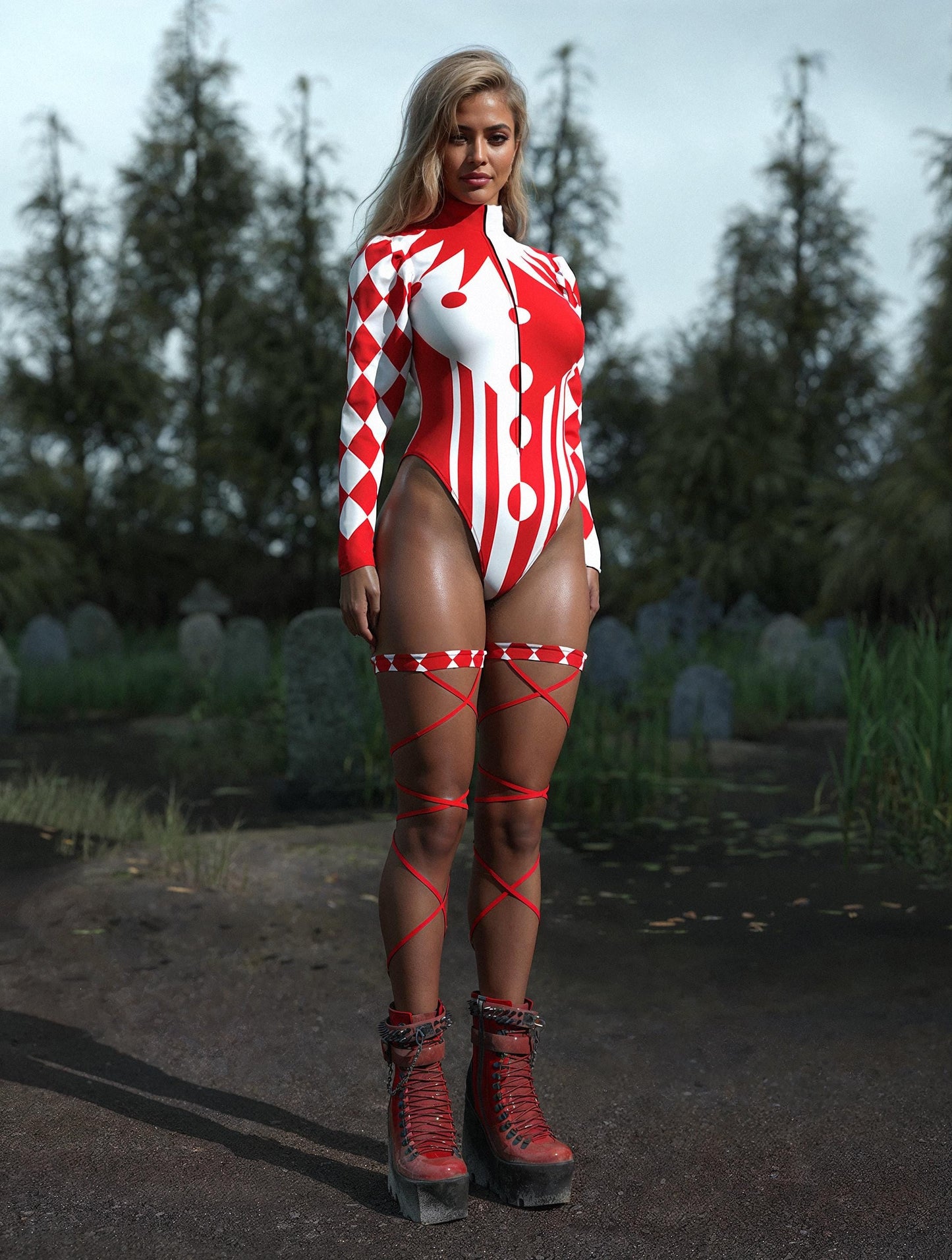 COMING SOON Red Clown Buffon Sleeve Bodysuit