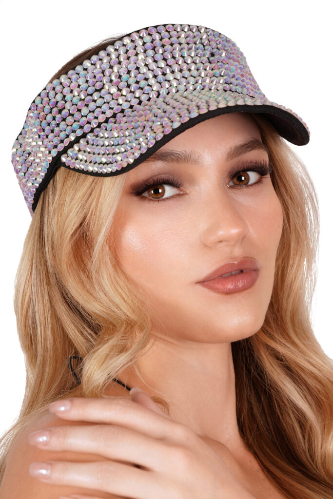 Iridescent Rhinestone Visor