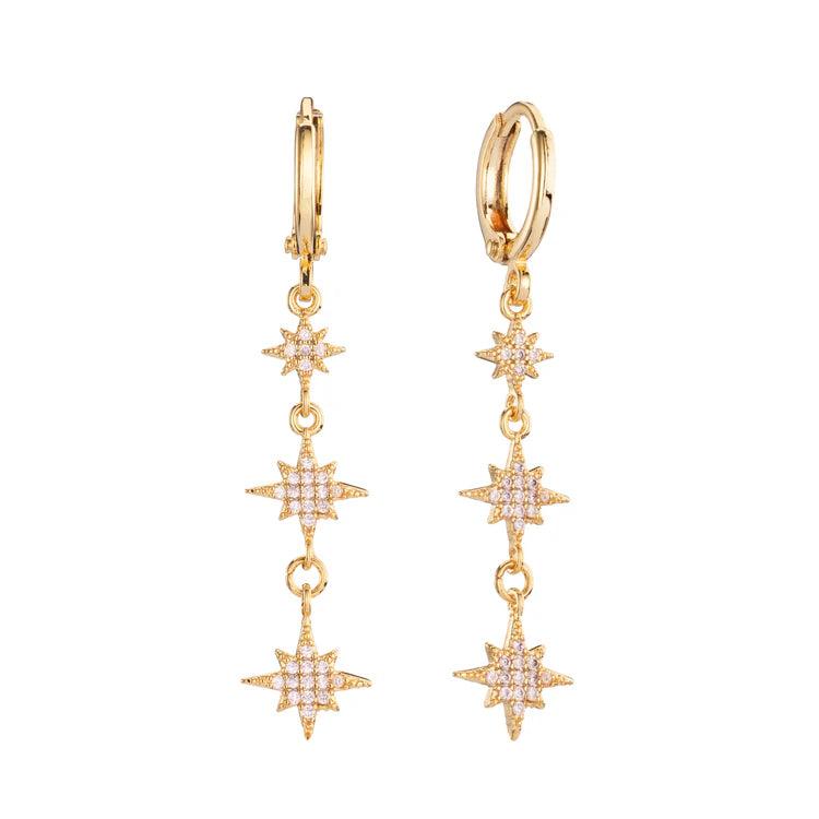 Bijoux De Mimi Romilly Pink Gold Droplet Star Huggie Earrings