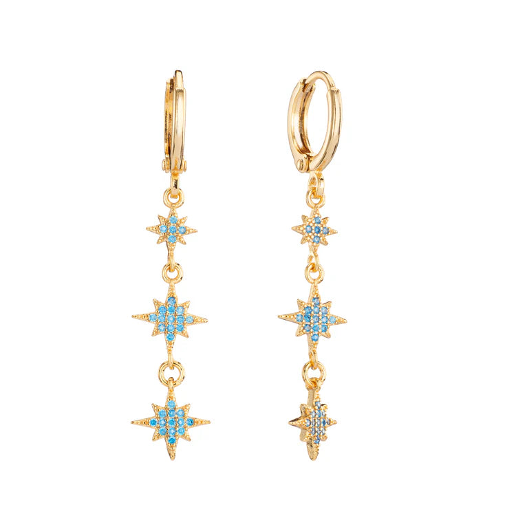 Bijoux De Mimi Romilly Turquoise Gold Droplet Star Huggie Earrings