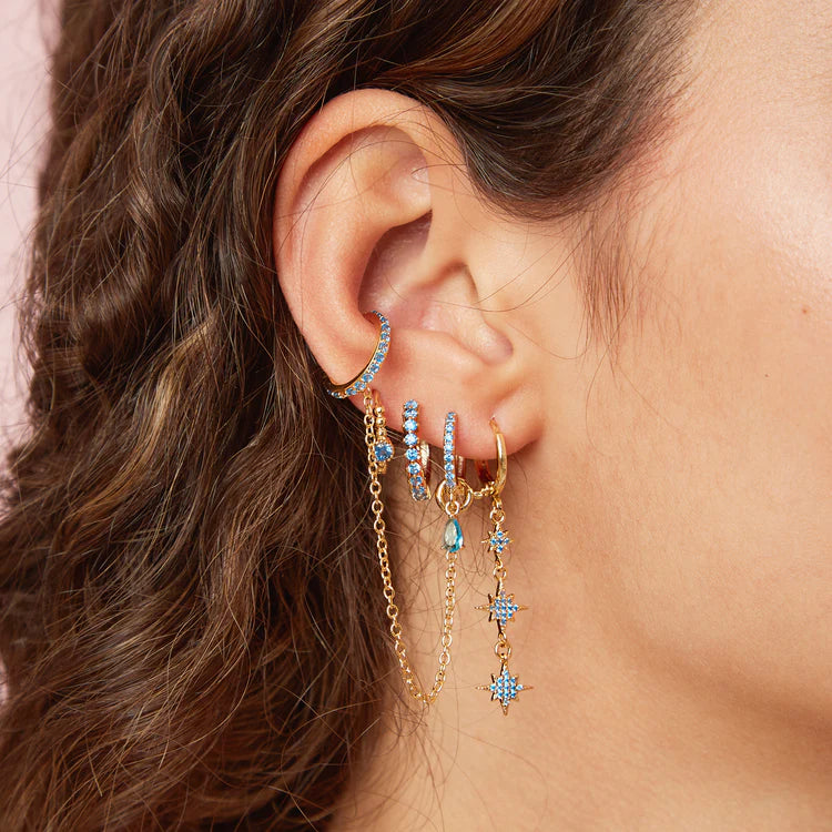 Bijoux De Mimi Romilly Turquoise Gold Droplet Star Huggie Earrings