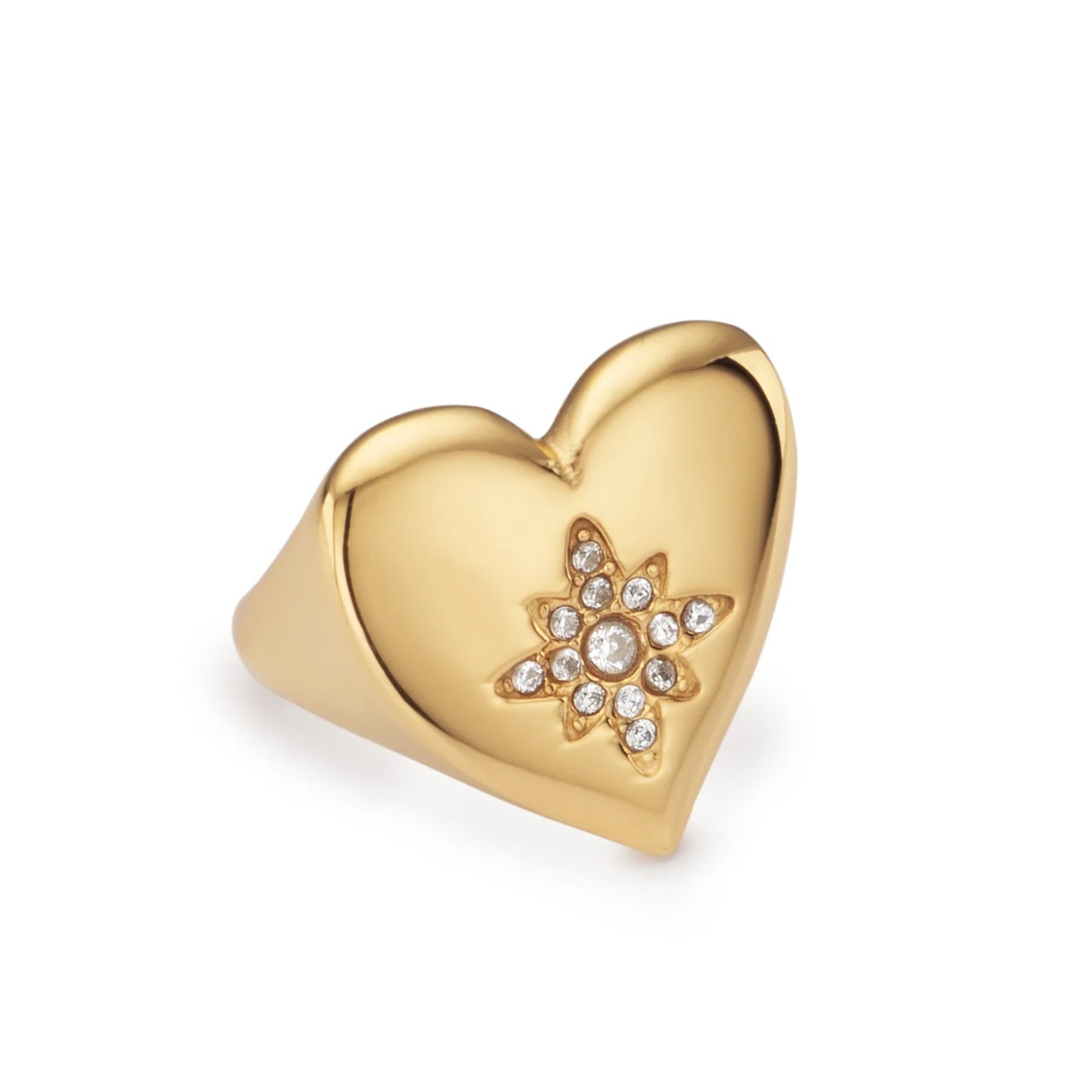 Bijoux De Mimi Ruby Gold Crystal Chunky Heart Ring
