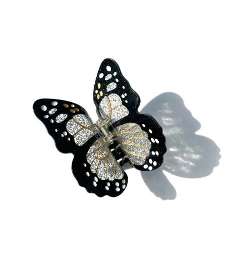 Solar Eclipse Silver Monarch Butterfly Claw Clip